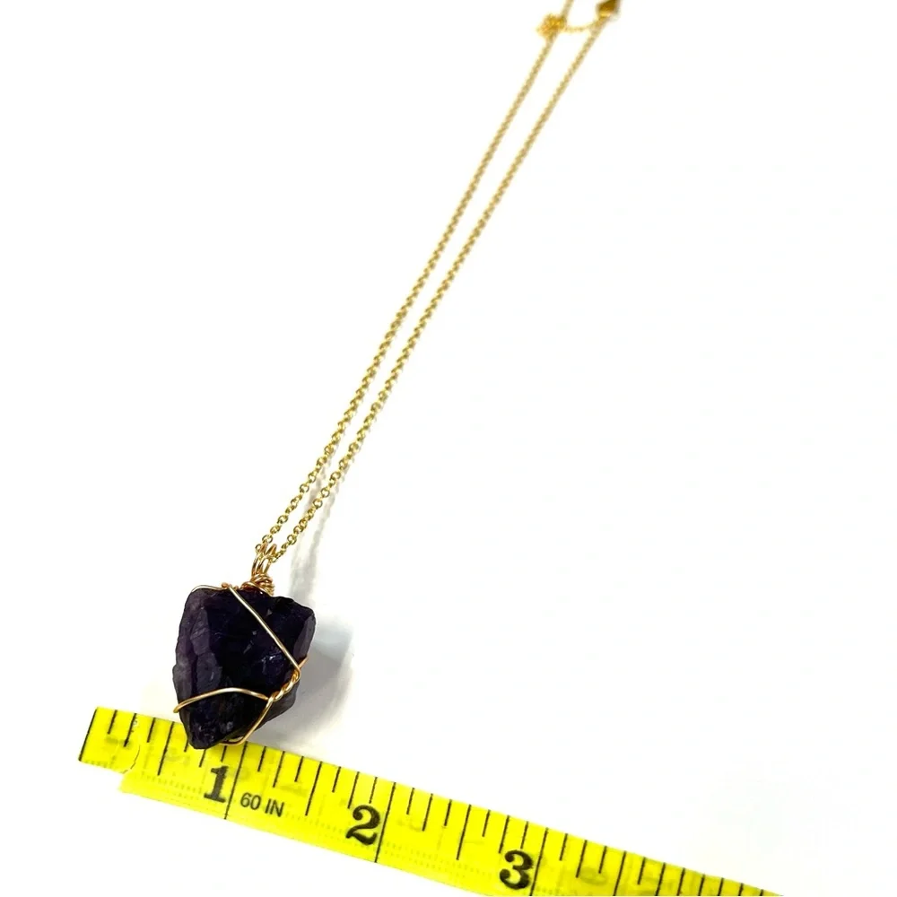 NEW Festival Stone Wrap Jewelry Necklace Natural Gemstone Rough Black
